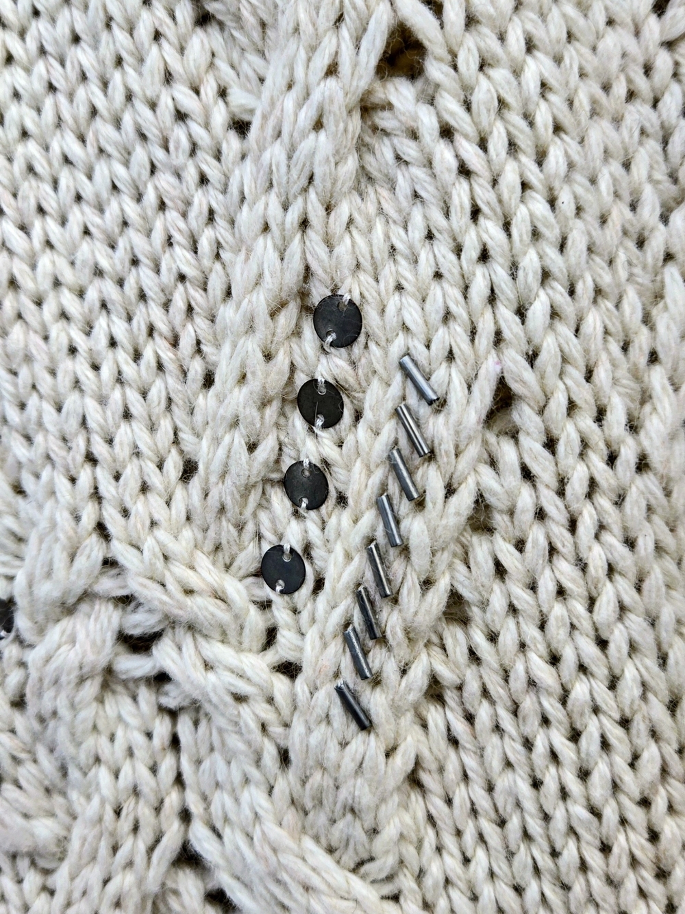 J. Jill Cream Openwork Cable V-Neck Sweater - Picture 2 of 4